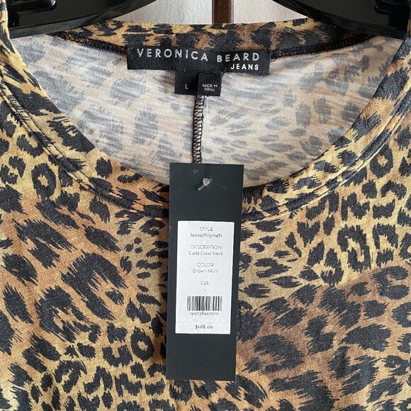 Veronica Beard Carla Crew Neck T-Shirt-Leopard - Picture 3 of 7